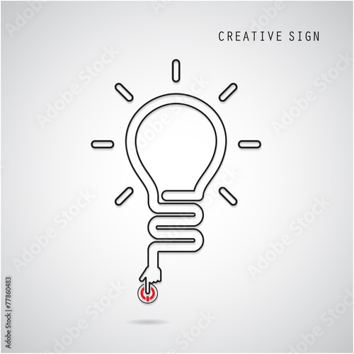 Tela Turn on Creative light bulb concept. Business idea and education