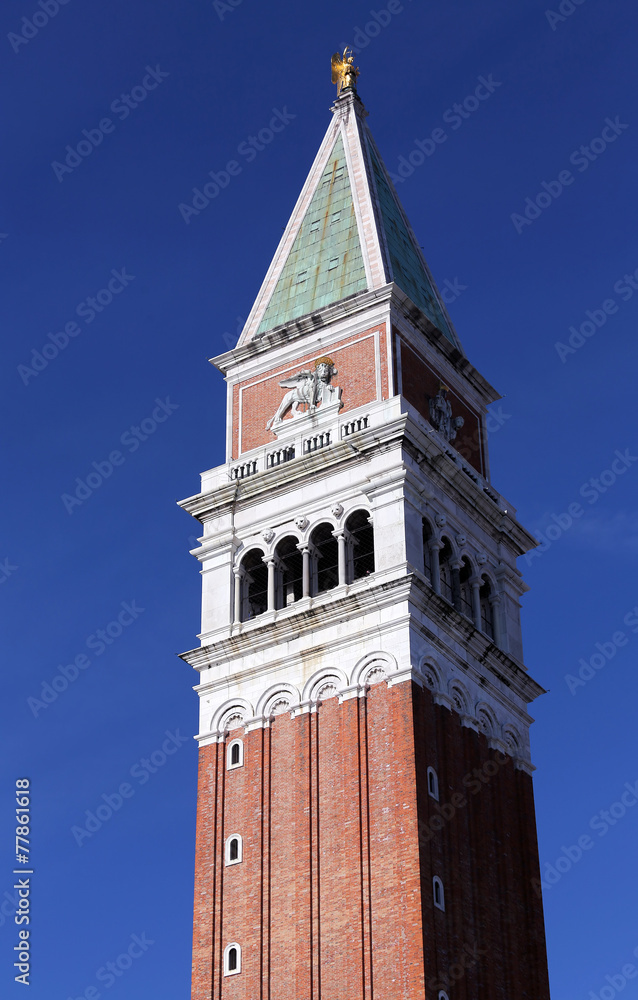 detail of st mark bell tower in Venice