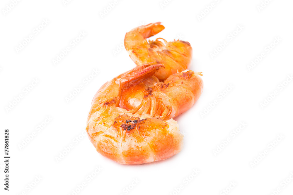 Grilled shrimp isolated on white Grilled shrimp isolated on white