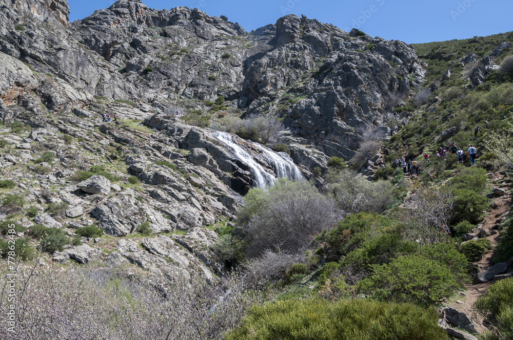 Fototapeta premium Litueros Waterfall, Guadarrama Mountains, Madrid, Spain