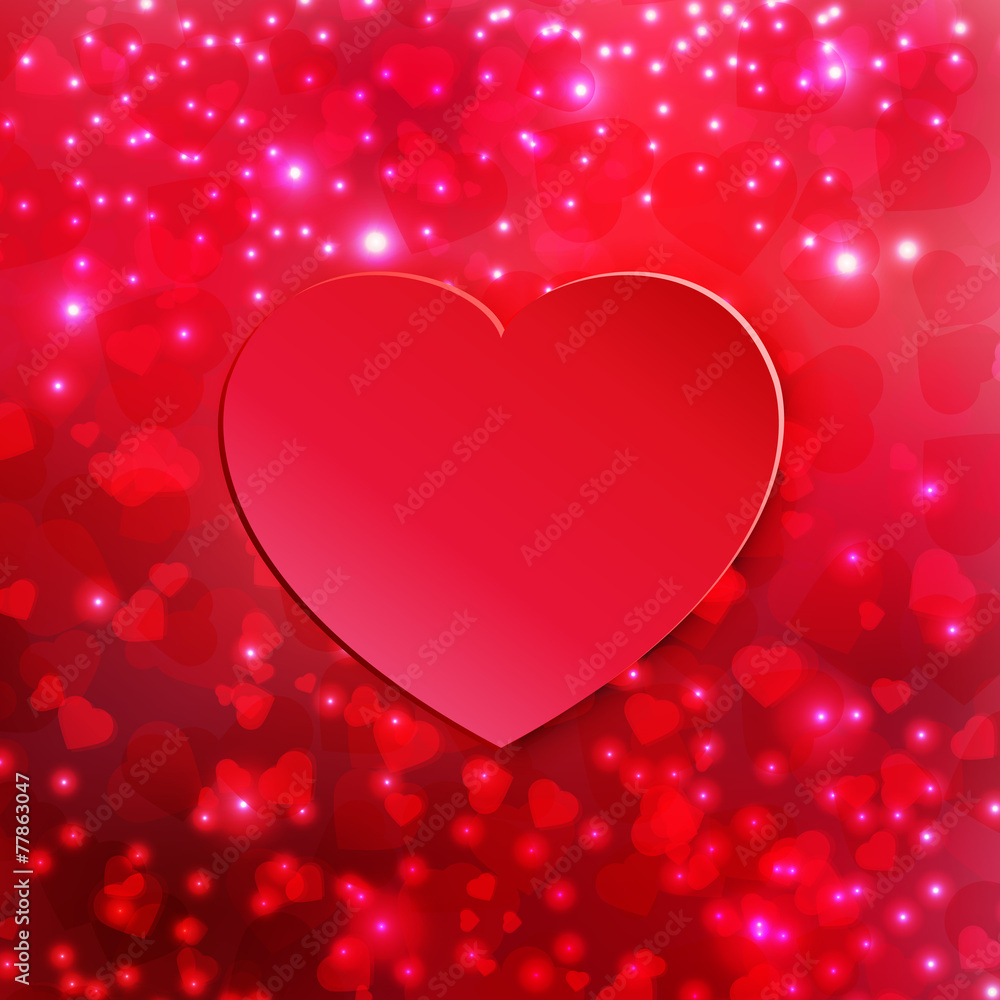 Valentine's Day card with heart and hearts background. Valentine's Day card with heart and hearts background.