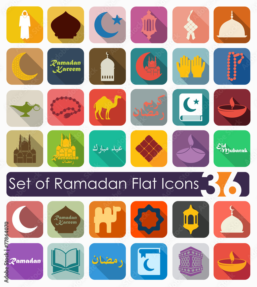 Set of ramadan flat icons Set of ramadan flat icons