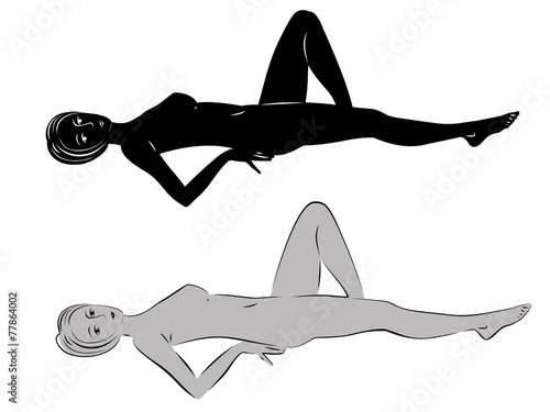 silhouette lying girl