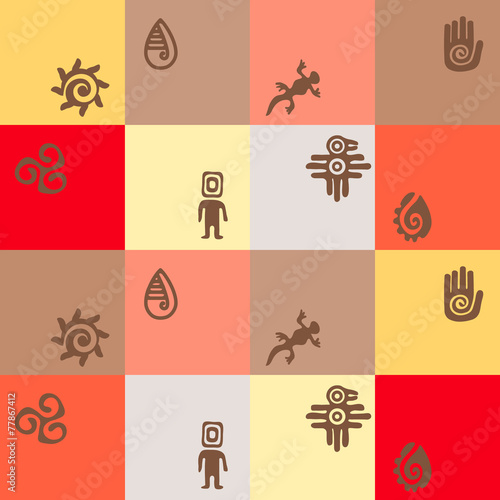 Seamless background with Mexican relics dingbats characters
