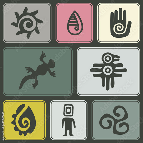 Seamless background with Mexican relics dingbats characters