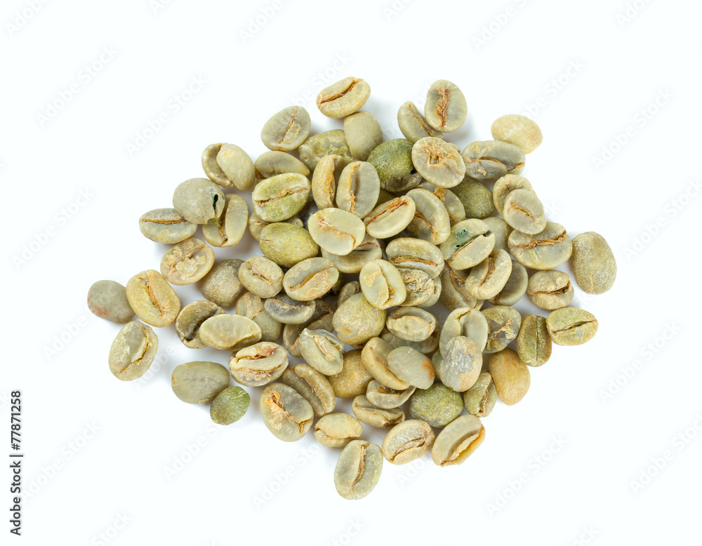 green coffee beans isolated on white background green coffee beans isolated on white background