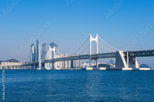 Gwangan bridge and Haeundae in Busan,Korea