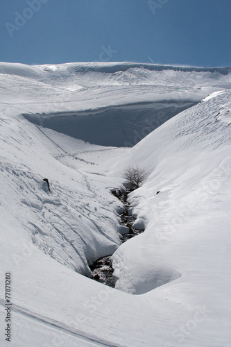 Snow on the Appebnnini mountains between Tuscany and Emilia-Romagna, Italy