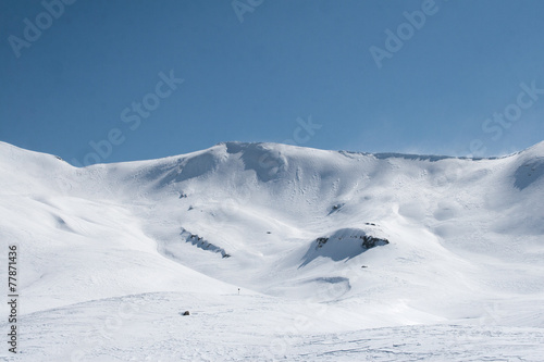 Blue sky of Appennino mountains between Tuscany and Emilia-Romagna, Bologna covered by snow