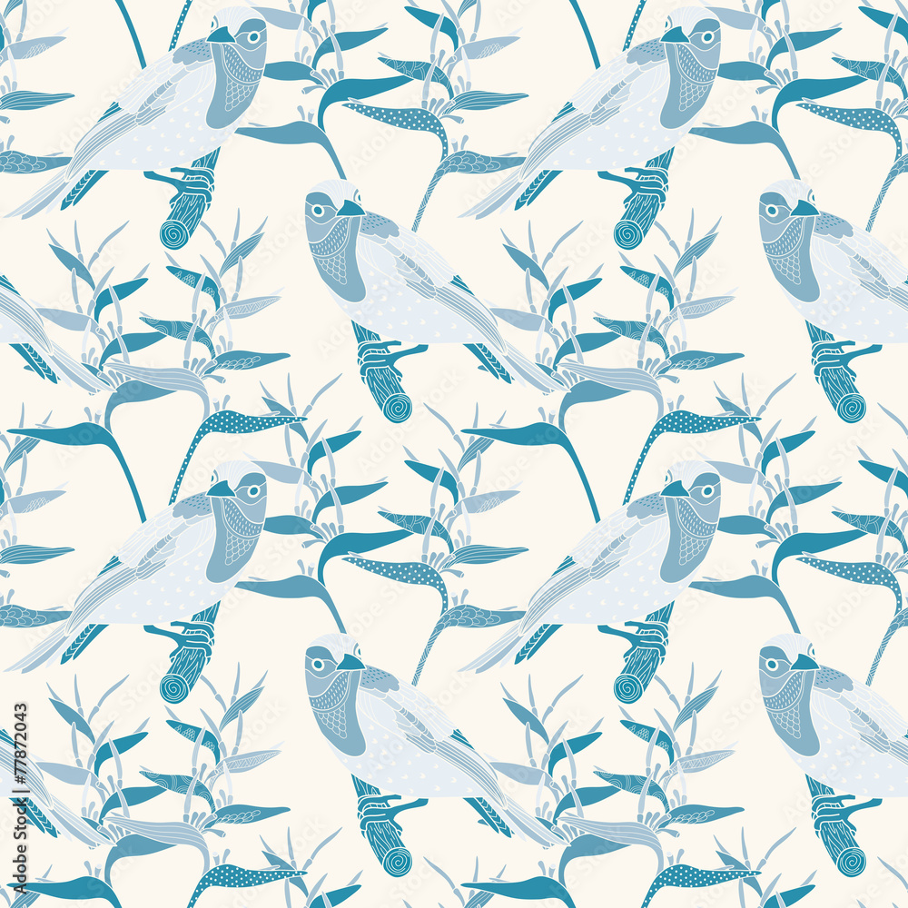 Seamless floral pattern with birds Seamless floral pattern with birds