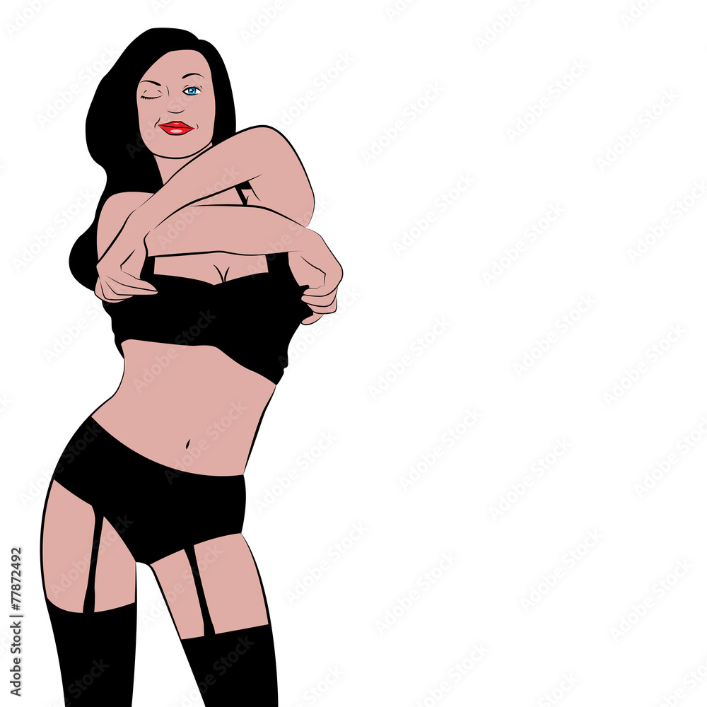 Mujer desnudandose sobre fondo blanco Mujer desnudandose sobre fondo blanco