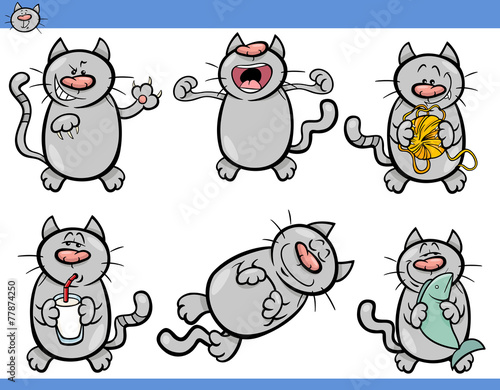 cat emotions cartoon illustration set