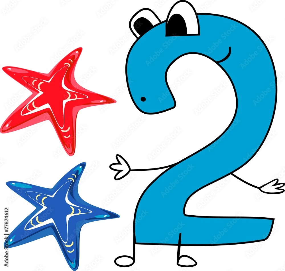 Funny number two and two starfish Funny number two and two starfish