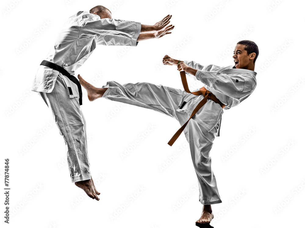 karate men teenager student fighters fighting karate men teenager student fighters fighting