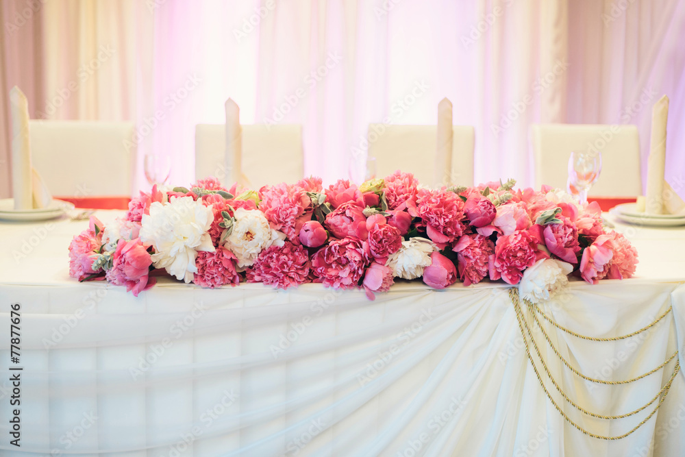 floral arrangement of peonies on the table floral arrangement of peonies on the table