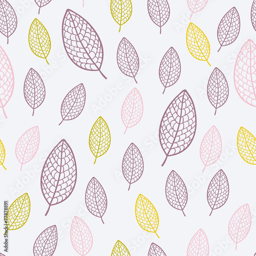 Stylish seamless pattern with textured leaves