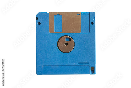 Blue floppy disk isolated on white background