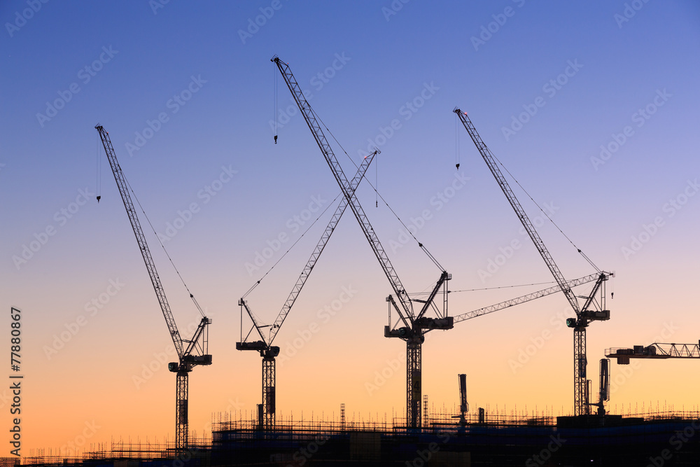Many cranes at Australian construction site Many cranes at Australian construction site