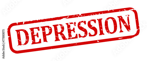 Damaged red oval stamp with the word - depression - vector svg