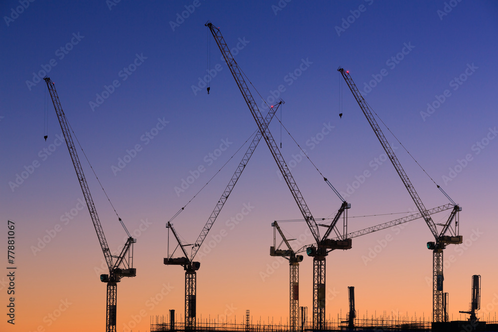 Many cranes at Australian construction site