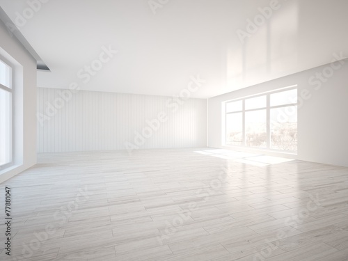 white empty interior concept with panoramic windows © AntonSh