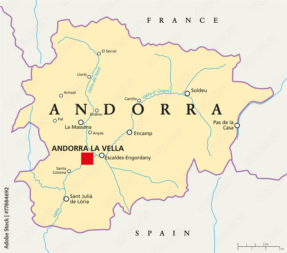 Naklejka premium Andorra Political Map