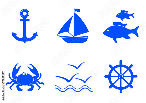 Icones mer - bleu