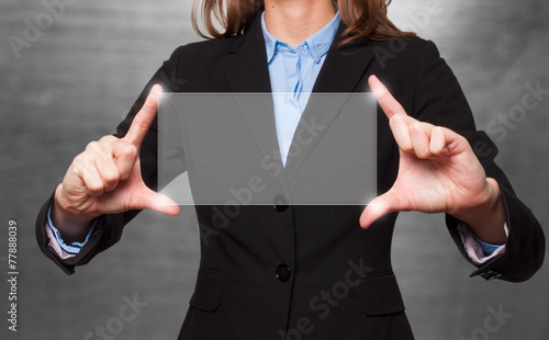 Touch screen concept - businesswoman - Stock Image