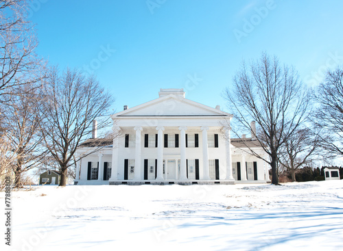 manor home in winter
