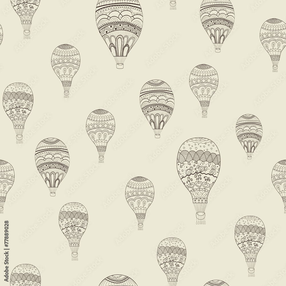 Fototapeta premium Abstract seamless background with balloons hand-drawn