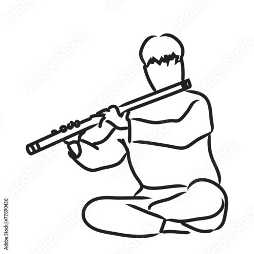 Indian musician playing flute
