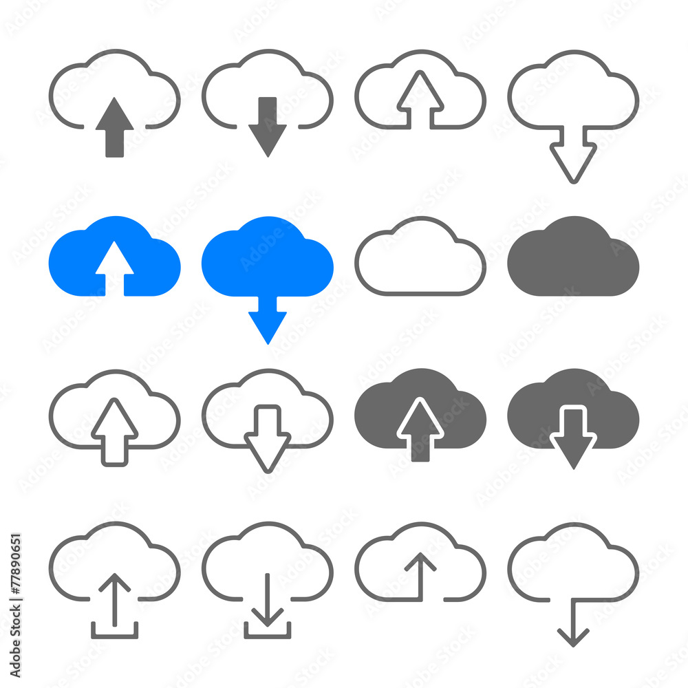 download upload cloud icons set download upload cloud icons set