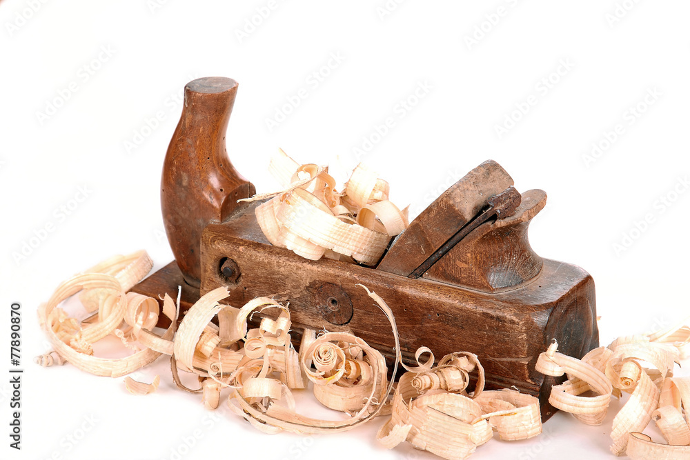alter Holzhobel, isoliert alter Holzhobel, isoliert