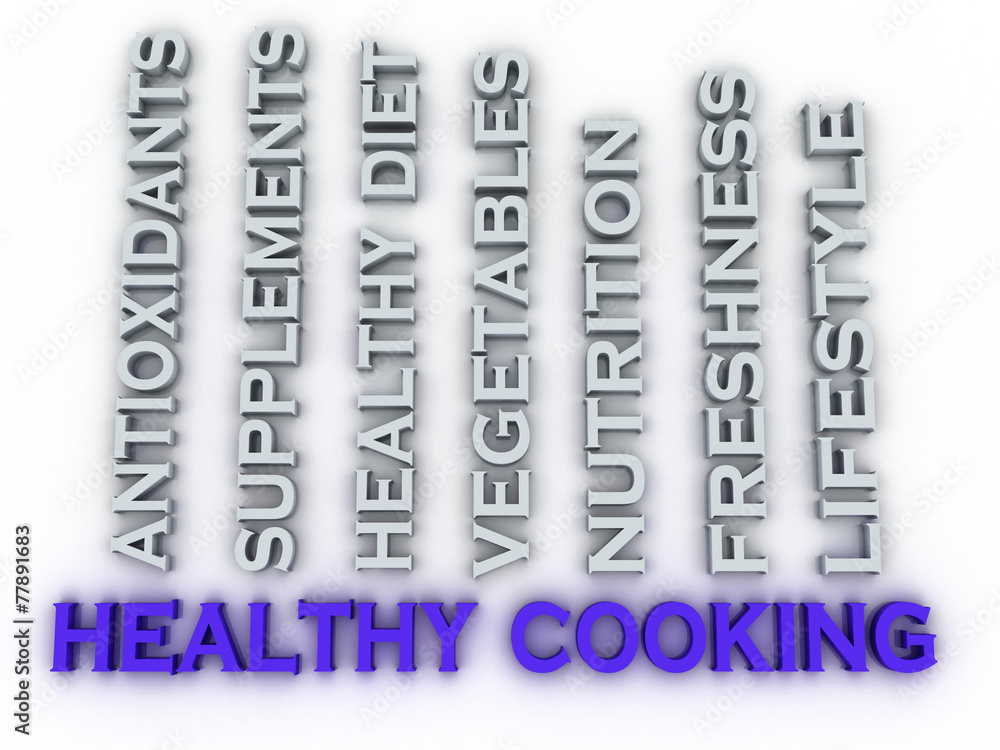 3d image Healthy Cooking issues concept word cloud background 3d image Healthy Cooking issues concept word cloud background