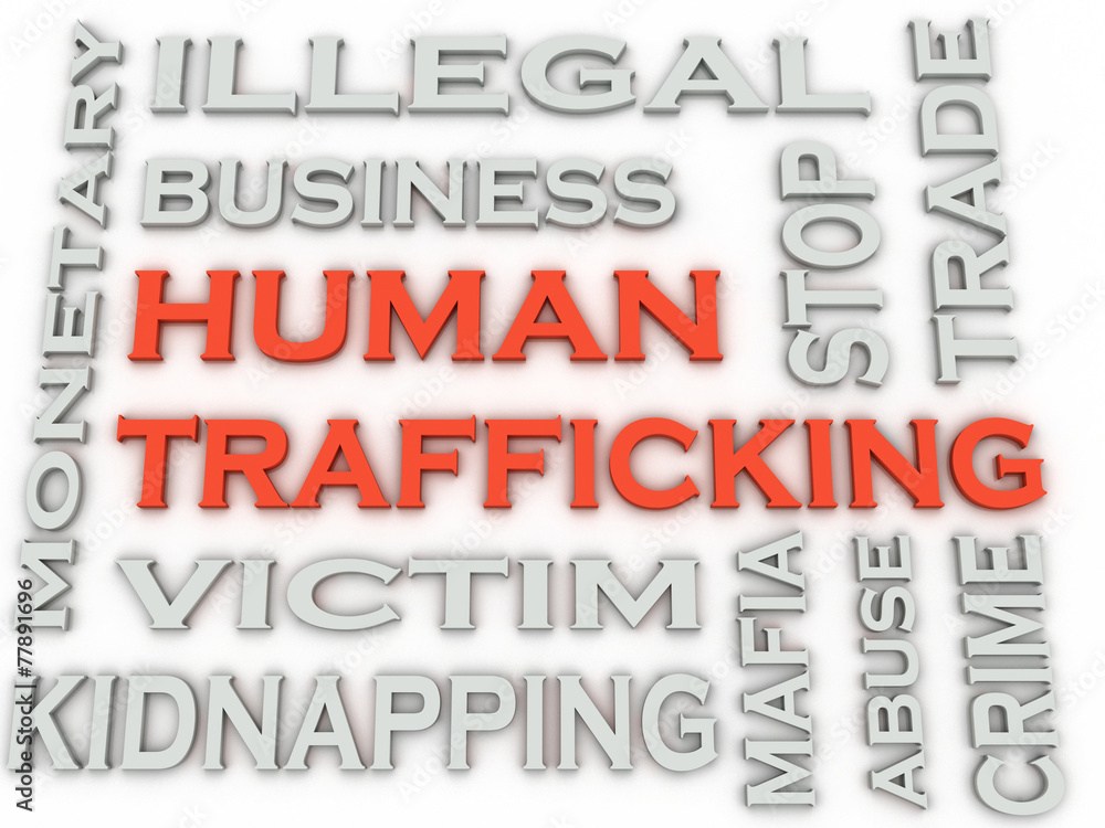 3d image Human trafficking issues concept word cloud background 3d image Human trafficking issues concept word cloud background