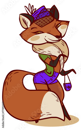 Funny cartoon vector fox