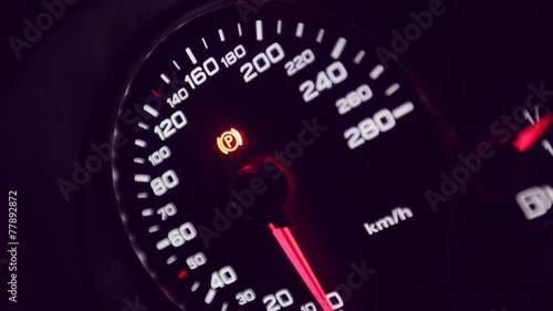 Close up of car dashboard and Odometer. photo