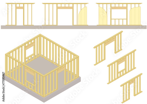 Vector of wood frame construction