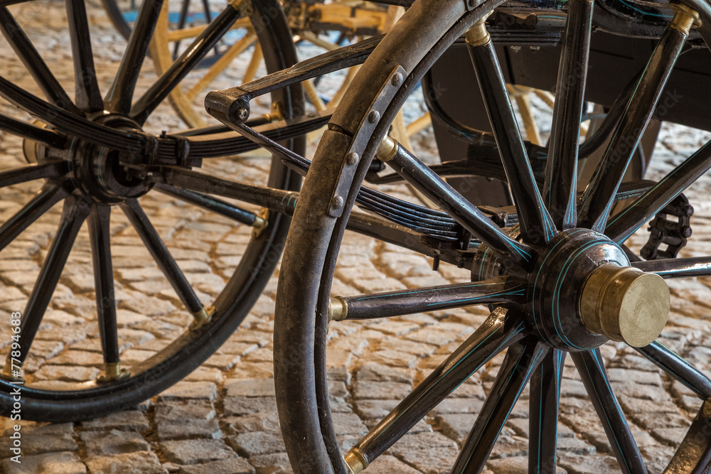 Details of old vintage carriage wheels