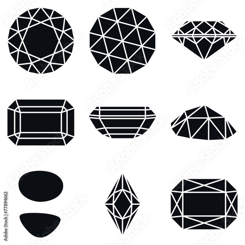Gemstone Shapes Icons, Vector Illustration