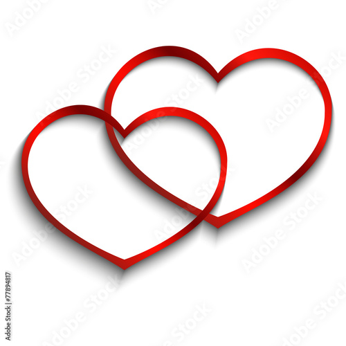 two hearts on white background