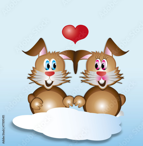 Hasenpaar auf Wolke 7 hasen verliebt ostern