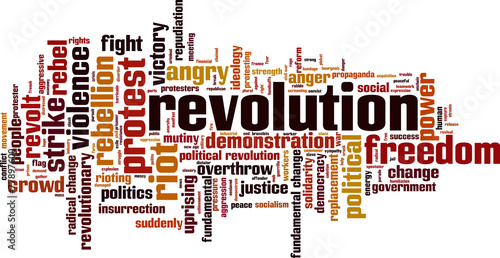 Revolution word cloud concept. Vector illustration