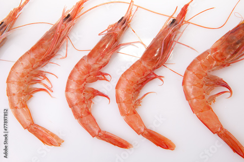 Row of spanish rice shrimps