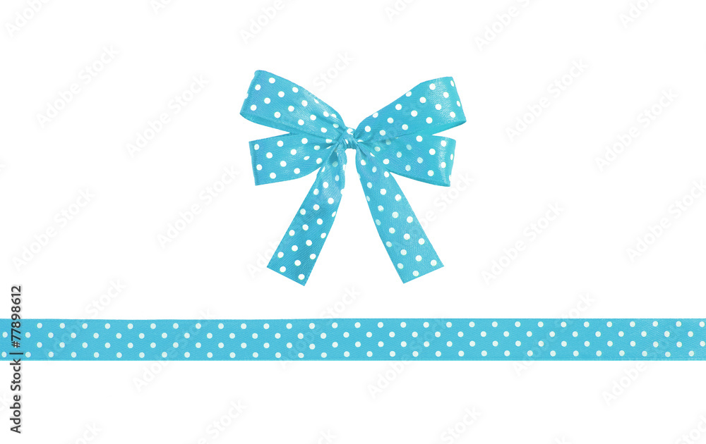 Realistic blue ribbon and bow with tails. Isolated Realistic blue ribbon and bow with tails. Isolated