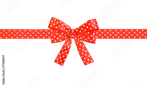 Realistic red ribbon and bow with tails.Isolated.