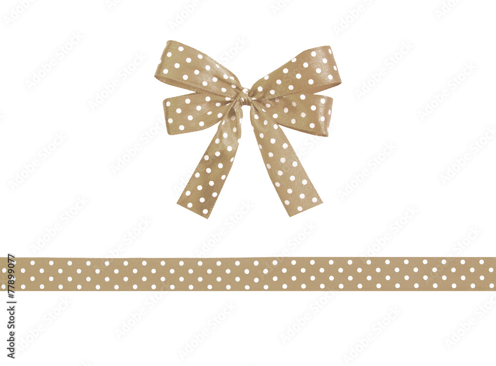 Realistic brown ribbon and bow with tails. Realistic brown ribbon and bow with tails.