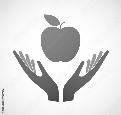Two hands offering a fruit