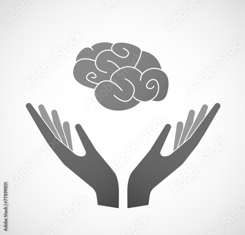 Two hands offering a brain