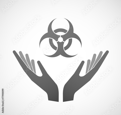 Two hands offering a biohazard sign
